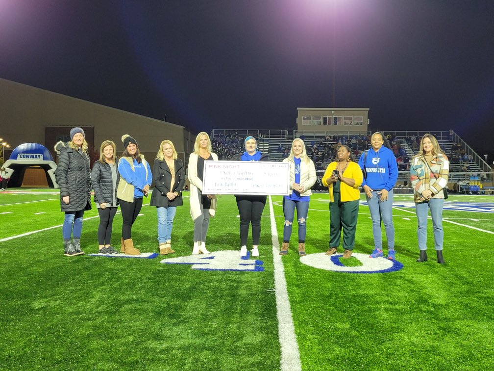The Pink Ladies from the Lady Cat VB Team were able to present Sydney Stoner Shelton with a check for $8,000 Friday night. Sydney is the 2021 Pink Night Recipient💙#sixlegs