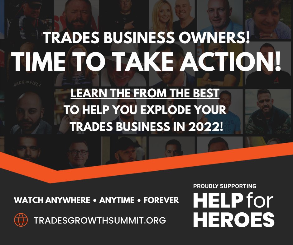 Learn from the best <a href="/MichaelEGerber/">Michael E. Gerber</a>, <a href="/MikeMichalowicz/">Mike Michalowicz</a> <a href="/MarcusSheridan/">Marcus Sheridan</a> <a href="/EBA_Craig/">Craig Wilkinson</a> <a href="/BradBurton/">Brad Burton</a> <a href="/paulmort/">Paul</a> AND MORE!!!

GET ALL ACCESS BEFORE 15th November! It’s like Netflix for Trades.
In support of <a href="/helpforheroes/">Help for Heroes</a>

#tradespeople #profit