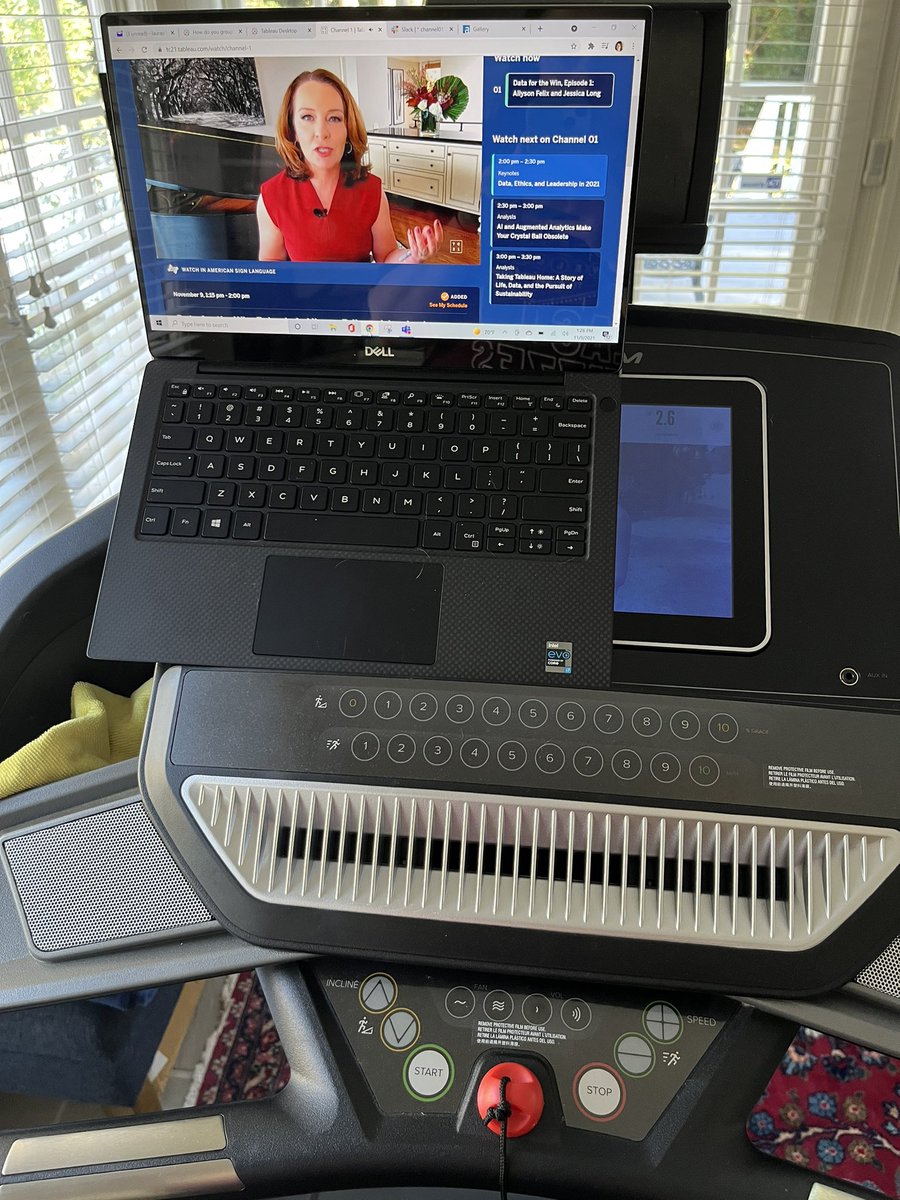 LauraLearnsData's tweet photo. my #TC21 setup. seems appropriate given the athletes speaking in the Keynote 😃 https://t.co/Vh3QVBucfH