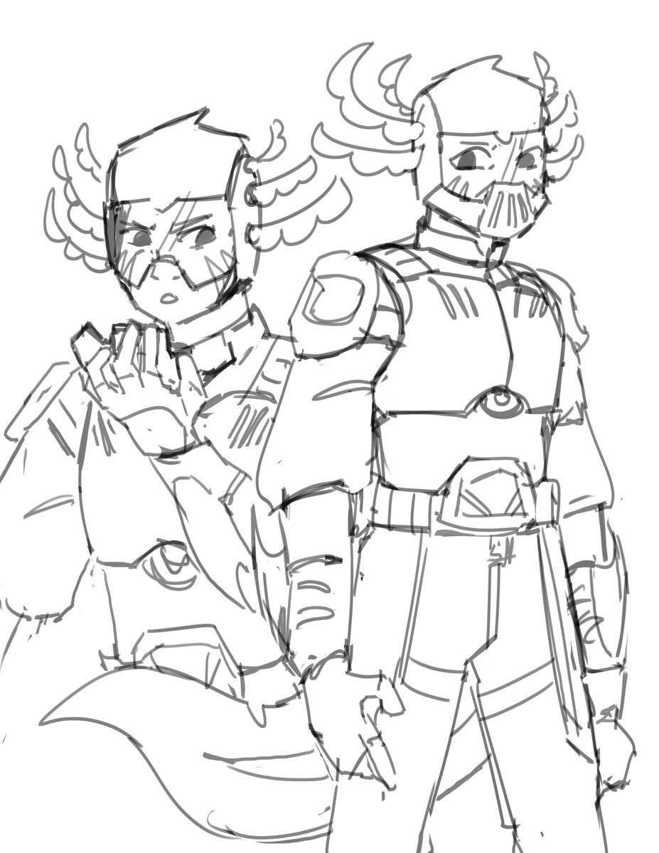 i debated about using the lil axolotl xisuma design for the infinity AU but ultimately decided it wouldn't fit the tone i'd be going for, so here's some sketches of my "human" xisuma design!
(plus a little teaser/wip of a comic i'm doing for the au.)