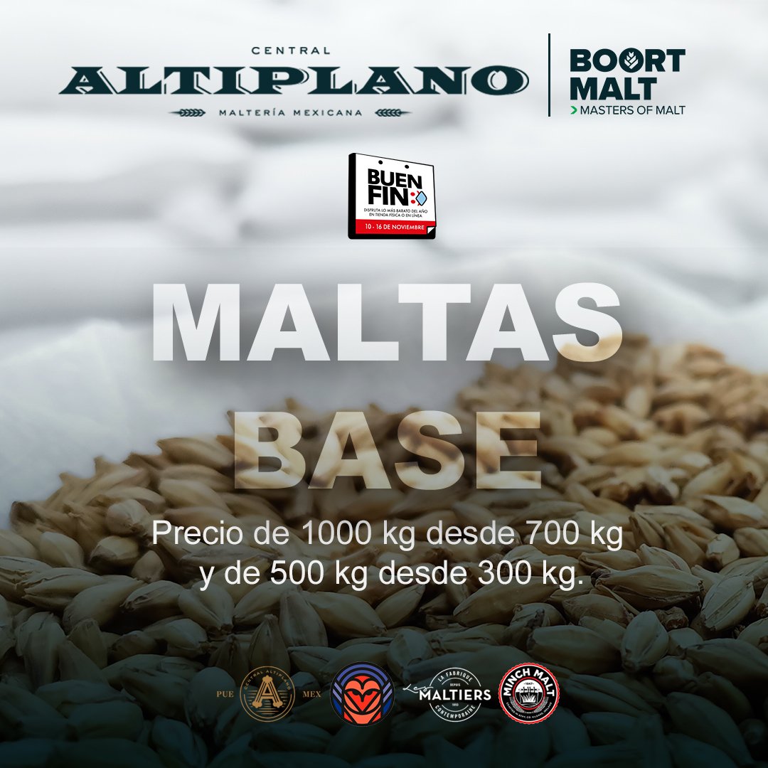 🔥 Llegaron nuestras promociones de #BuenFin 🔥 aprovecha nuestros precios especiales en malta base para resurtir tu stock, tenemos los mejores precios en compras desde medio mayoreo. 🍺
Cotiza con tu ejecutivo de ventas o contáctanos por whatsapp
👉 wa.link/pn7dej