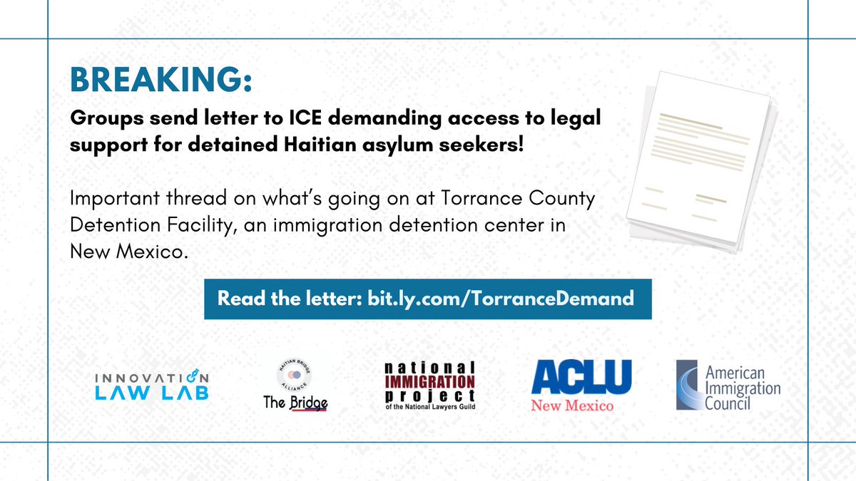 Dozens of Haitian asylum seekers who were detained at Del Rio are now locked up in a New Mexico detention center where ICE is fast-tracking their deportations & blocking attorney access.
Read advocates' demand letter here: bit.ly/TorranceDemand
#StopHaitianDeportations