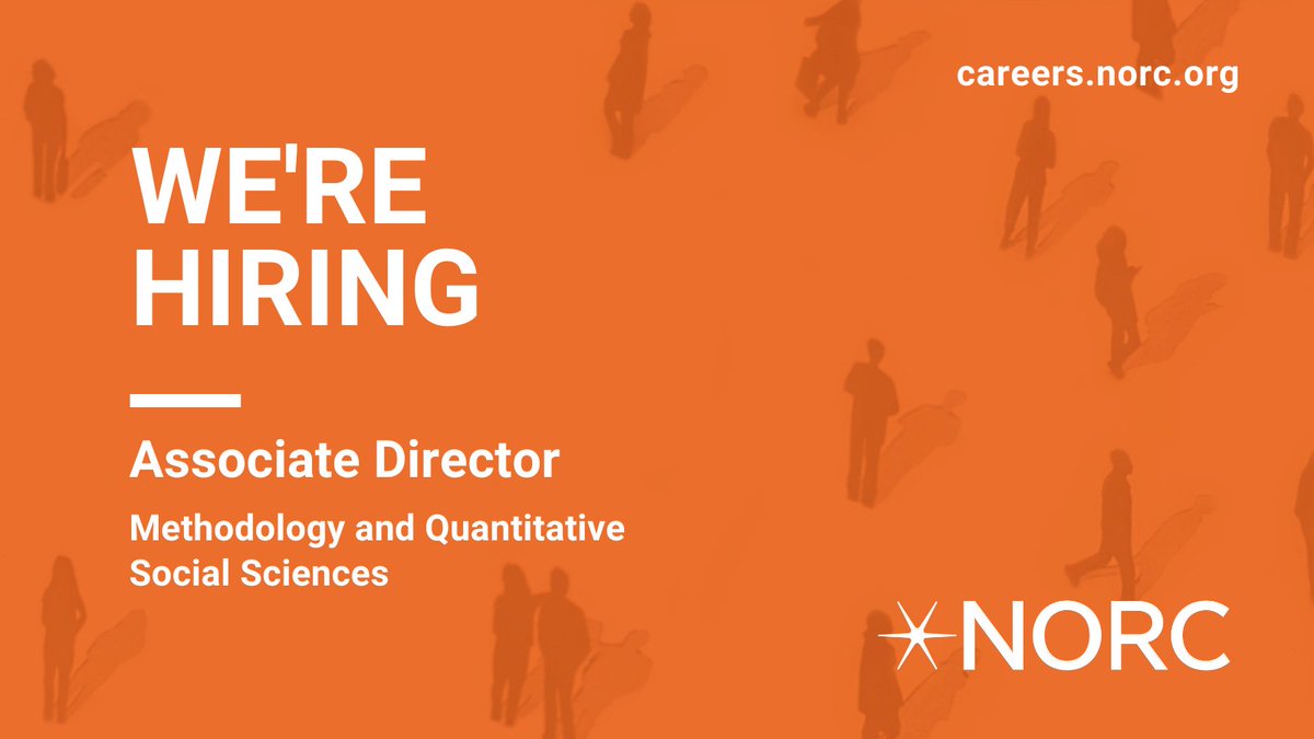 NORC_Jobs's tweet photo. Become NORC’s newest associate director in our Methodology and Quantitative Social Sciences department! Work with senior leadership, foster client relationships, and provide expertise on state-of-the-art methodologies that help provide insight on society. https://t.co/QcA7xGhZtn https://t.co/gxcmHMjAcd