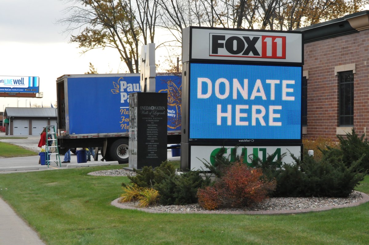 We are collecting food today until 5pm at FOX 11!  It's a joy to work with Paul's Pantry on this drive.  Tomorrow we are at Fr. Carr's Place 2B in Oshkosh.  Thursday at Woodman's in Appleton for St. Joseph Food Program. #Fox11foodproject
