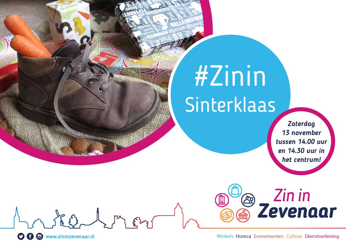Sinterklaas komt zaterdag 13 november weer naar Zevenaar. 
Iets na 14.00 uur zal Sinterklaas per koets via de Stationsstraat en Kerkstraat in de binnenstad van Zevenaar aankomen. De route loopt daarna via de Markt, Marktstraat, Raadhuisplein en Grietsestraat.