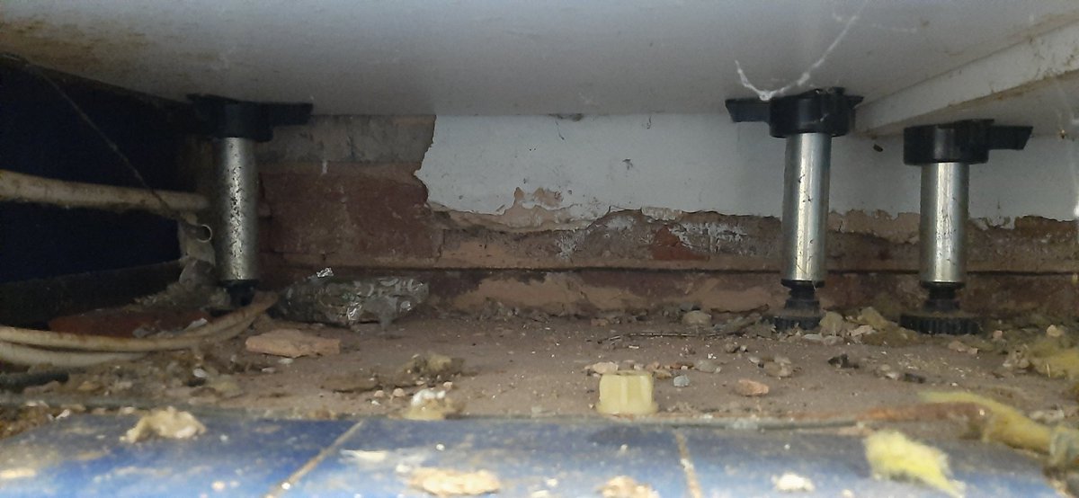 uncontomato's tweet photo. Had to pry off a bit of the cupboard to find out what the rustling noise is: who is living under my kitchen cupboards and why have they stolen a whole pack of ryvita https://t.co/G6GleMF03o