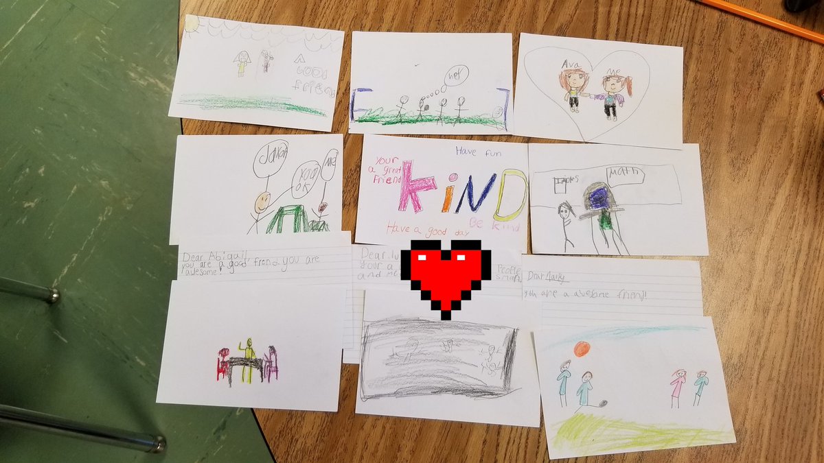Edenfield3rd's tweet photo. Celebrating kindness week!!  The students wrote kind letters to a "secret friend" as a surprise.  They loved reading the kind words from their peers. #KindnessMatters #bekind @NHE_HCS https://t.co/qualP7pFgQ