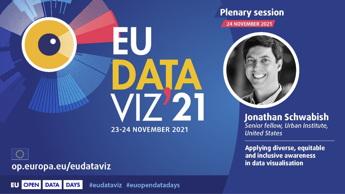 jschwabish's tweet photo. Come join me, @wiederkehr, @h_i_g_s_c_h, @mirkolorenz, @AlbertoCairo, and many other awesome folks at the upcoming (FREE!) #EUDataViz2021 conference on November 24, 2021. | Full agenda and registration info here: https://t.co/AW9cEYuuEk https://t.co/soJ0htNJS4