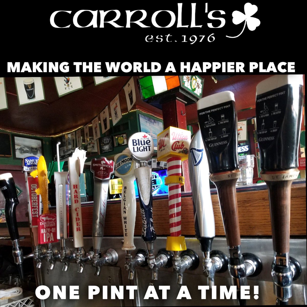 jocarrollsbar's tweet photo. It’s Tipsy Tuesday and we’ve got your favorite pour😎. It’ll be ready any time after 4️⃣.
Sláinte 🍻
#meetmeatcarrolls☘️ #localROCS #northwintonvillage #shallwepaddy #guinnesstime #irishpub #billsmafia https://t.co/OcolexNgMh
