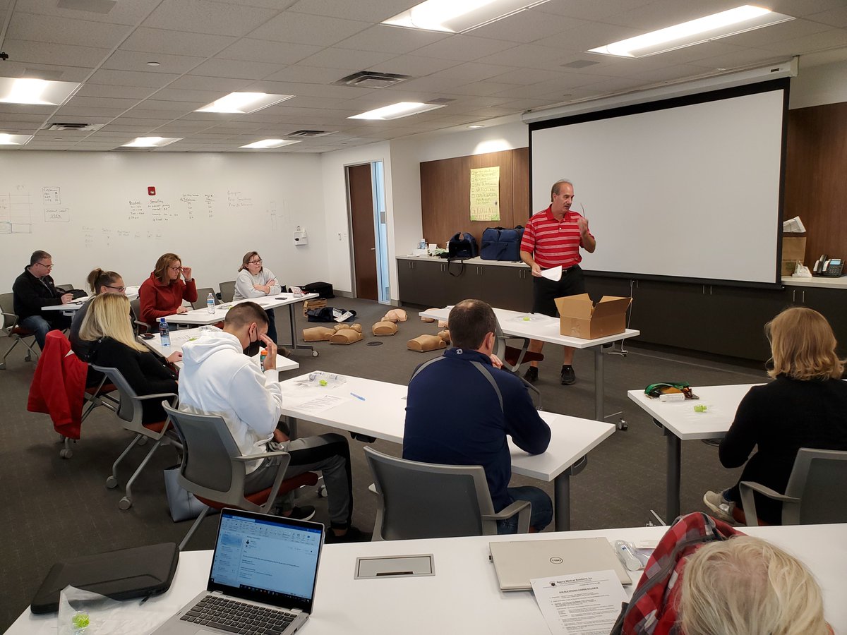 SH_SportsMed's tweet image. This past weekend, 15 athletic trainers gathered at School Health for a CPR certification event to complete CPR training for the Professional Rescuer through the American Heart Association. #CPRSavesLives