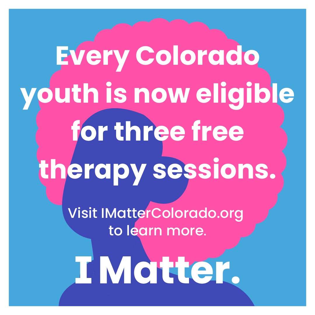 BroomfieldFish's tweet photo. I Matter, a new program from the Colorado Department of Human Services, provides up to 3 free behavioral health sessions for people 18 years old or younger or 21 years old or younger if receiving special education services. Find help today at https://t.co/K2JnzGfo3b. https://t.co/RaS7iRGD4q
