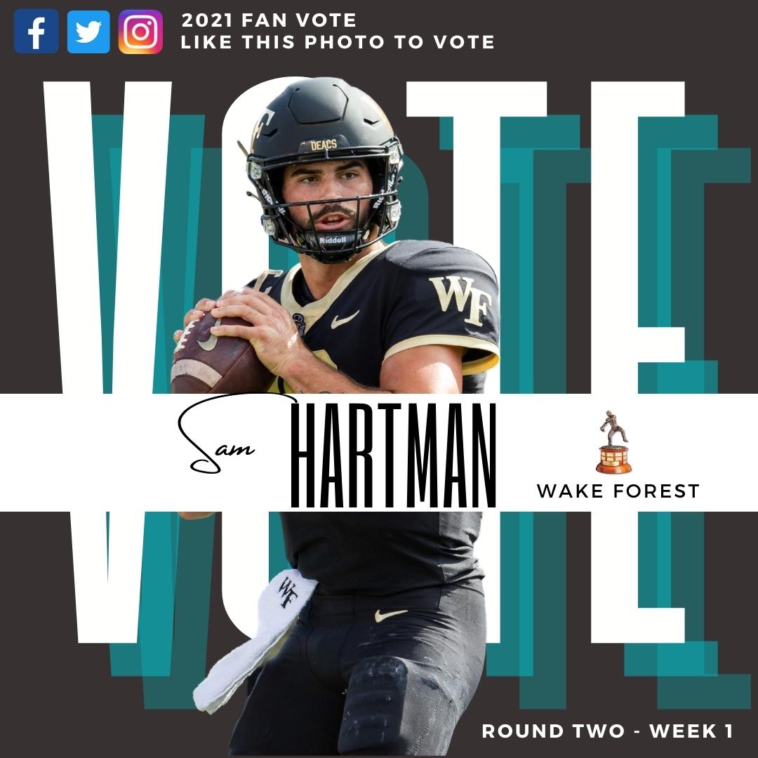daveyobrien's tweet photo. We love our ❤️ 🧔‍!

Vote for @sam_hartman10 of @WakeFB to be a finalist for the Davey O’Brien Award by liking this post. The top 5 vote getters on Twitter, Instagram &amp; Facebook will receive bonus committee votes each week. #DaveyQBs @DemonDeacons https://t.co/tNmHC5UuNQ