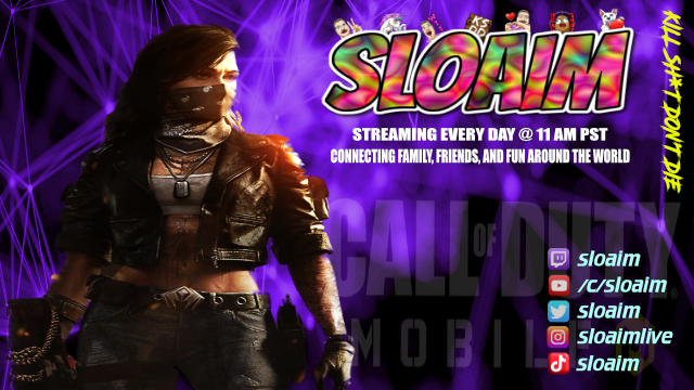 sloaim's tweet photo. SLOAIM is LIVE! Connecting family, friends &amp; fun around the world! Today it's @PlayCODMobile Come join us!
#KSDD #twitch #twitchstream #streamer #twitchtv #codm #codmobile
.
https://t.co/5ZapqCkEIQ https://t.co/df9dZbediU
