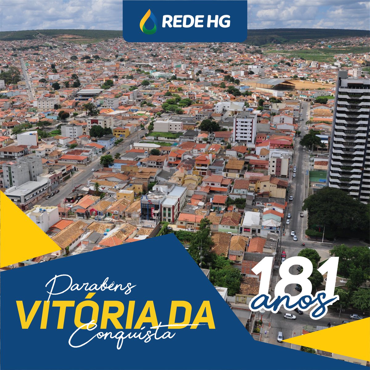 RedeHG's tweet photo. Parabéns Vitória da Conquista pelos 181 anos✨

#redehg #grupohg #vitoriadaconquista #pmvconquista https://t.co/BhhvQCN3yy