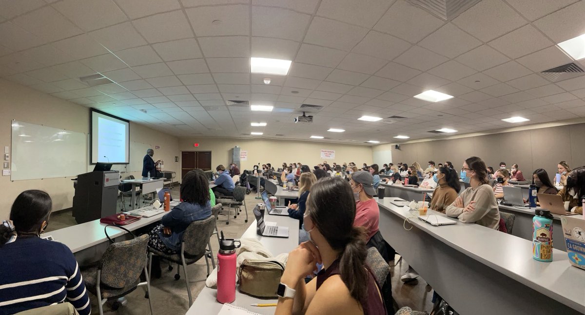 Professor Cox is in the classroom showing us and teaching us all how to give engaging presentations #BUSPH #PH718