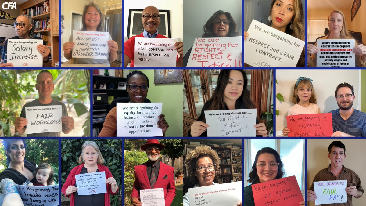 Members speak at today's <a href="/calstate/">The CSU</a> Board meeting &amp; demand a fair contract. Our bargaining asks are simple &amp; modest: raises to acknowledge our work; more lecturer job security; a semester of parental leave; flexibility for librarians forced on campus to "support" the rest of us.