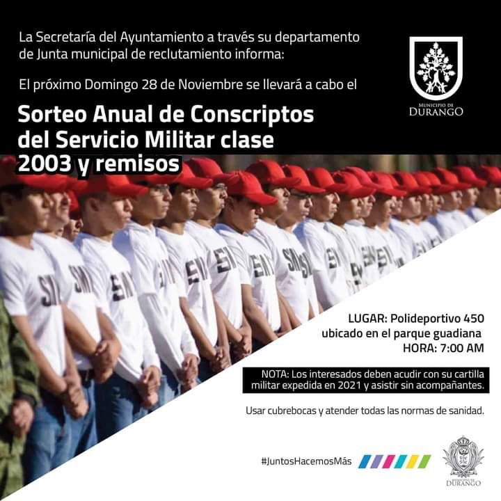 cedupmx17_21's tweet photo. ⚠️ Atención, jóvenes conscriptos.

Está lista la fecha para el sorteo del Servicio Militar Nacional. Más información en la imagen. 👇 https://t.co/UaM7thO6bP