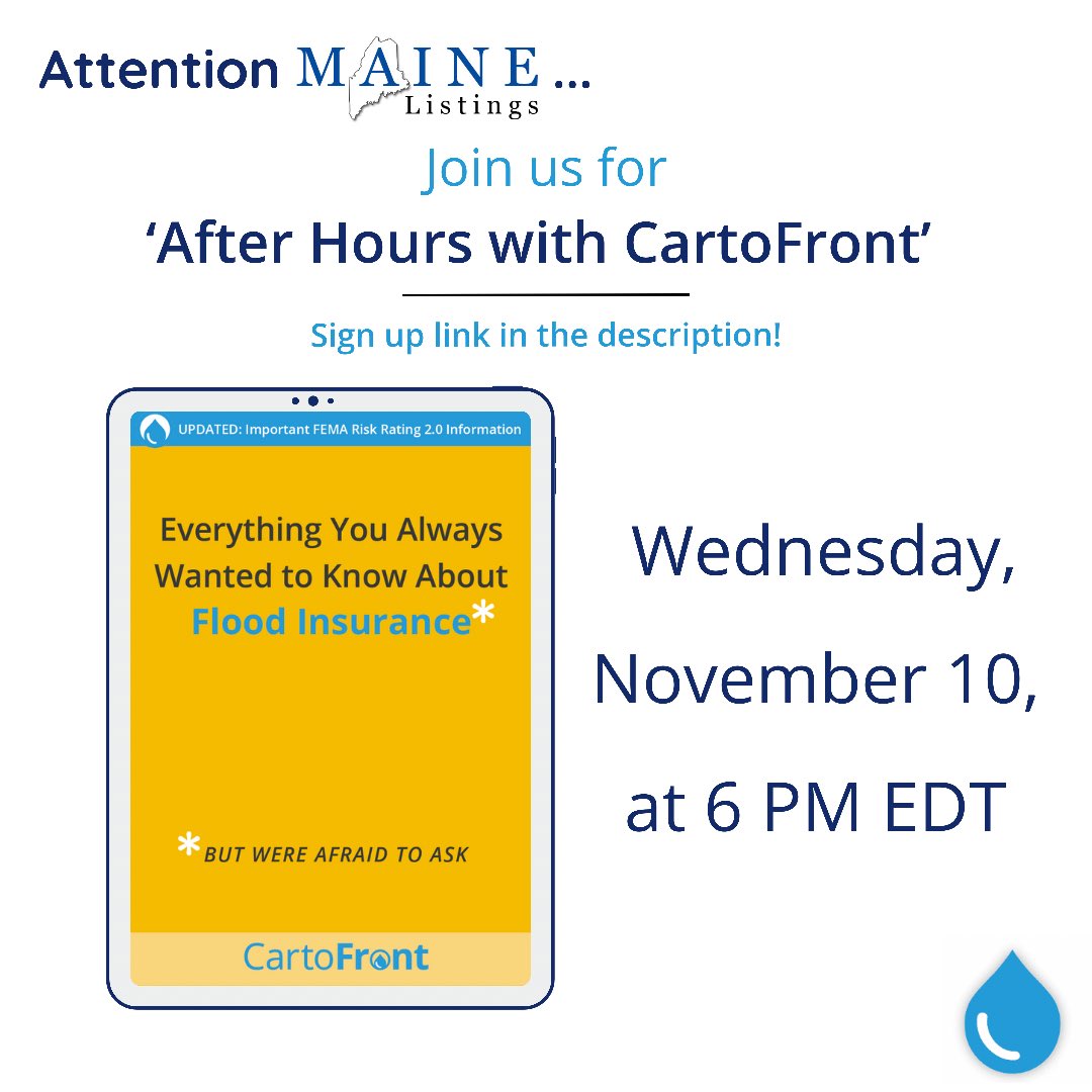 Hey <a href="/mainelistings/">Maine Listings</a>! 

You asked, and we listened! We’ve added more training sessions with flexible times. Join us for ‘After Hours with CartoFront’! Our next session is tomorrow, Wednesday, November 10, at 6:00 PM EDT. Sign up at [bit.ly/CFMaineTrainin…]. 

•
•
•
#CartoFront