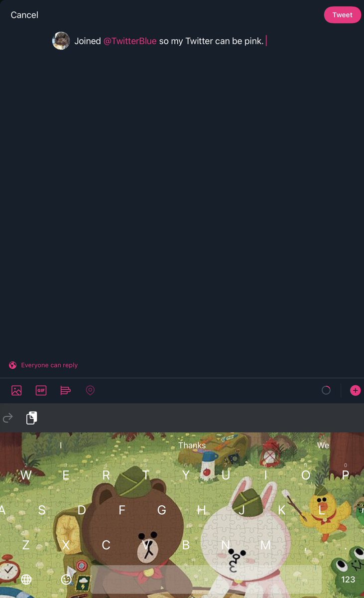 Joined @TwitterBlue so my Twitter can be pink.
