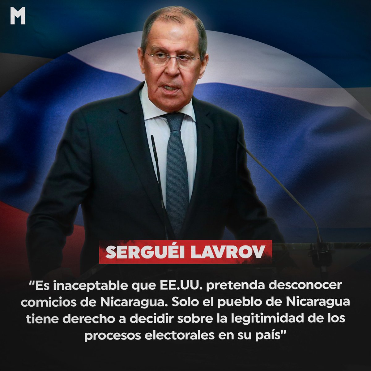 #NicaraguaTriunfa| El ministro de Asuntos Exteriores de #Rusia, Serguéi Lavrov, califica de inaceptable que #EE.UU. pretenda desconocer comicios de #Nicaragua, así mismo alego que sólo los nicaragüenses deciden. ✊🇳🇮🇷🇺

#TodosJuntosVamosAdelante
#9Noviembre