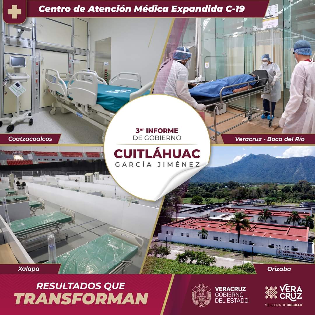 ✅Centro de Atención Médica Expandida C-19:Xalapa, Orizaba, Coatzacoalcos, Veracruz - Boca del Río
#ResultadosQueTransforman: La estrategia de reconversión hospitalaria dio una respuesta inmediata contra COVID-19.
#3erInformeCGJ