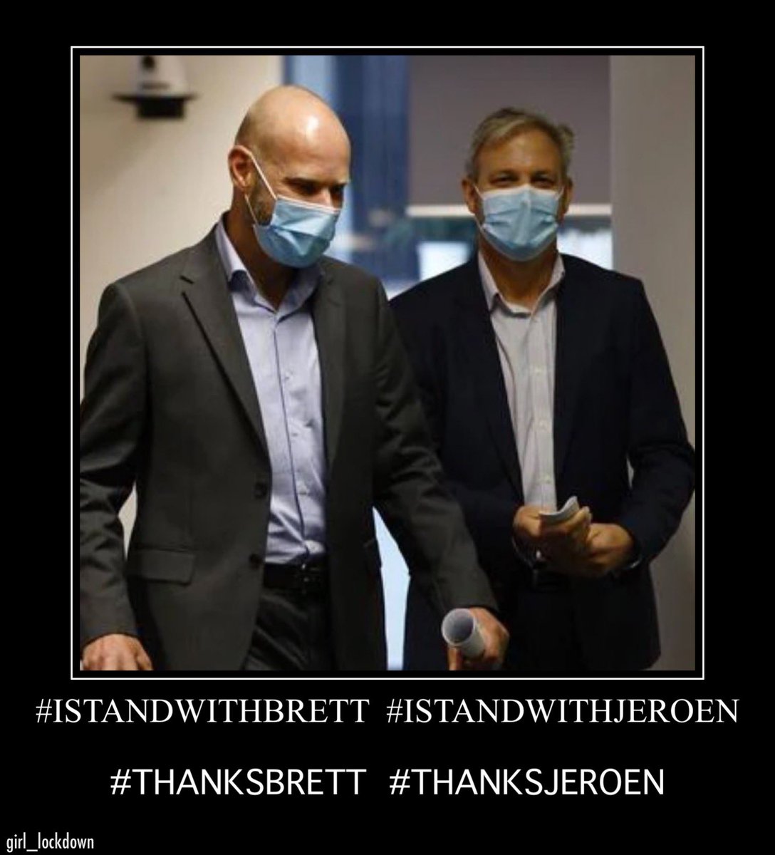 girl_lockdown's tweet photo. These two amazing men have worked tirelessly over the past two years, to keep all Victorians safe and protected from a deadly virus. We will always feel indebted to Brett and Jeroen for this.🙏So that’s why it is pretty sad, that they cannot even feel safe in their own workplace. https://t.co/gWCpZJ76rN