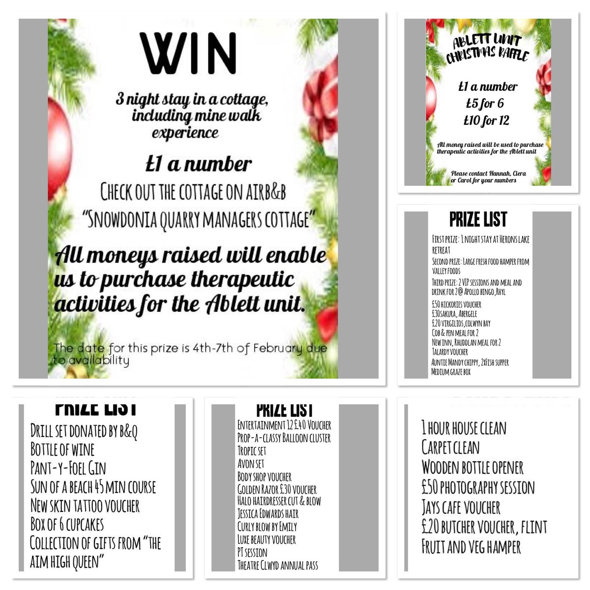 🎄Ablett Unit Christmas Raffle🎄
A Raffle not to be missed 
🧑‍🎄🧑‍🎄🧑‍🎄🧑‍🎄

Please share share share 😍