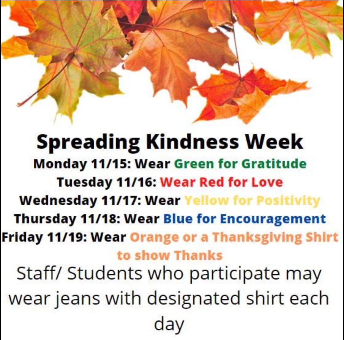 Happening at O'Rourke next week!  Join in on spreading kindness next week!
