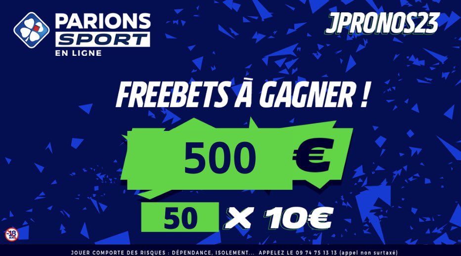 JPronos23's tweet image. 🎁 JEU CONCOURS 🎁

On va ENCORE vous régaler avec votre book préféré ParionsSport en Ligne en vous distribuant … 500€ de freebets ! 💰
POUR PARTICIPER :

—&amp;gt; RT LE TWEET
—&amp;gt; FOLLOW @JPronos23 &amp;amp; @ParionsSport 

Good luck à tous 🍀 
Tirage Vendredi !