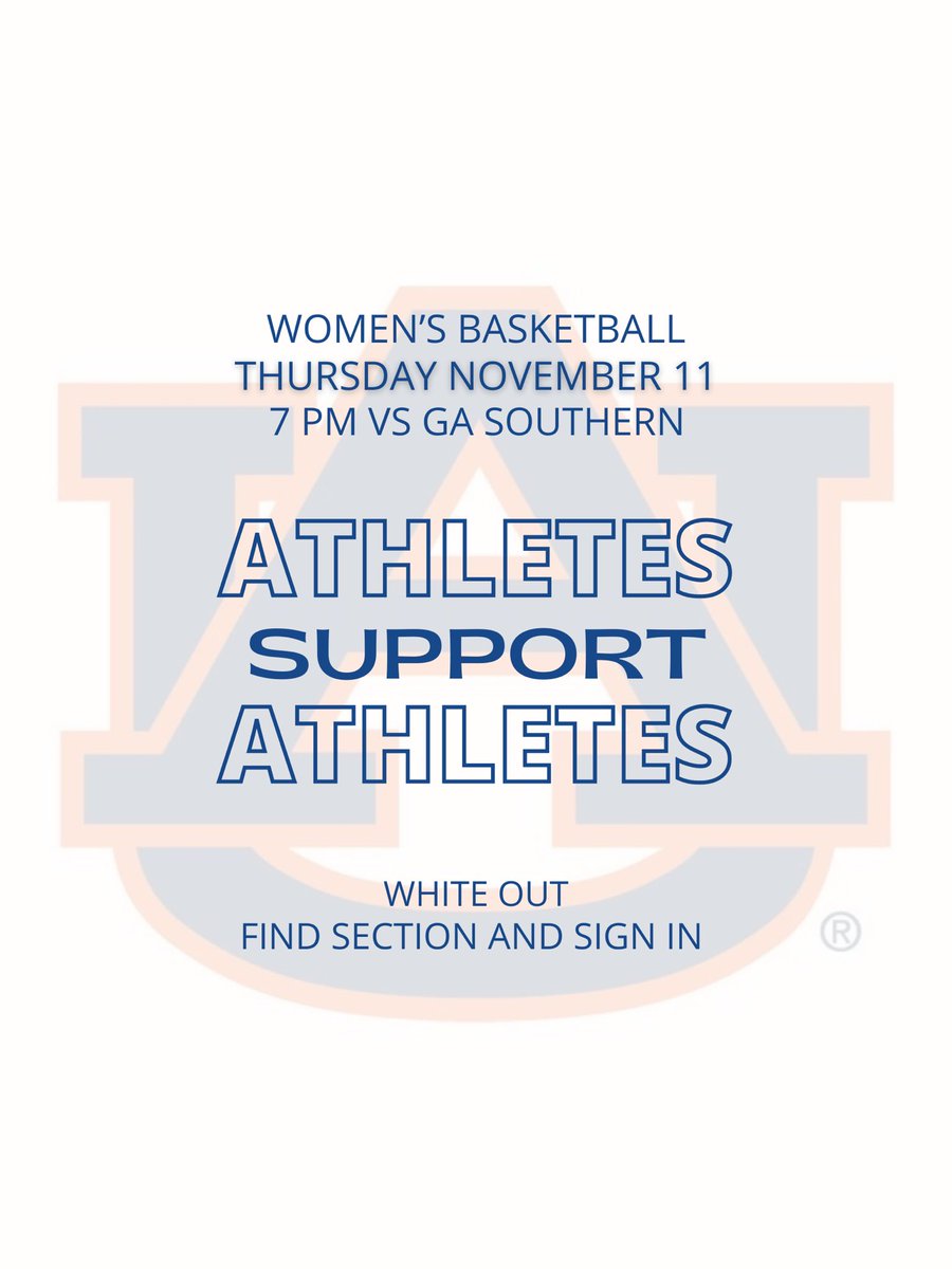Come support <a href="/AuburnWBB/">Auburn Women's Basketball</a> this Thursday night at 7:00! Be sure to WEAR WHITE and come ready to cheer our ladies on!