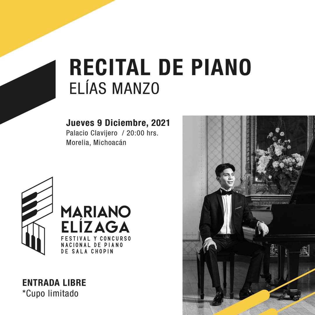 Centro Cultural Clavijero, participa como Una de las sedes del Festival y Concurso Nacional de Piano "Mariano Elízaga". 

#festivalmarianoelizaga #festivaldepiano #FestivalMorelia #vivelaculturaenmichoacan #CentroCulturalClavijero