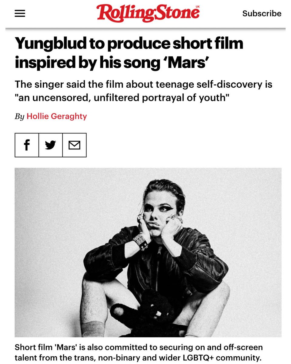 yungblud's tweet photo. we’re gonna show this industry that you can operate an inclusive film set, you can make it mandatory to use people’s correct pronouns on set, you CAN write, cast, direct, edit and grade a film with a diverse community of queer talent. there is life on mars! lets go! 🖤🖤🖤 https://t.co/xuWgGwwr10