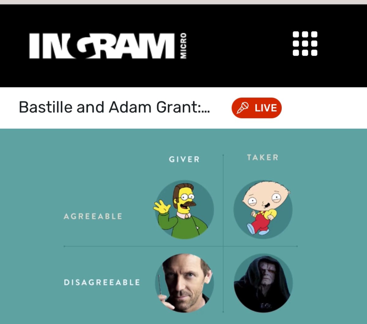 ChannelPR's tweet image. Disagreeable givers dish out the tough love, offering not what you want to hear but what you need to hear. 
@AdamMGrant @IngramMicroOne 

#ChallengeNetwork #Rethink #ONEIngram