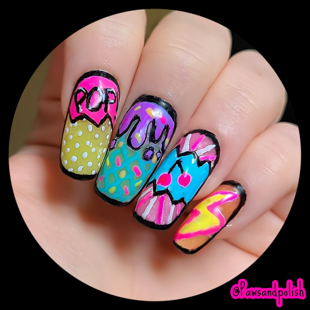 Pop Art Nails💥🍦🍒⚡#makartt products were used to do everything
#popart #nailfie #nails