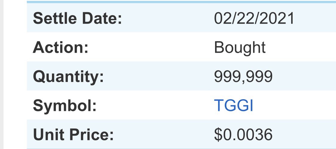 SandmanStocks's tweet photo. Been holding $TGGI for a LONG time! Since Feb actually. Glad to see it finally starting to bloom. I will keep enjoying this ride and am always ready for any bumps along the way. Congrats to anyone just joining or those who have been holding for awhile. https://t.co/nIk5Lk7OFQ