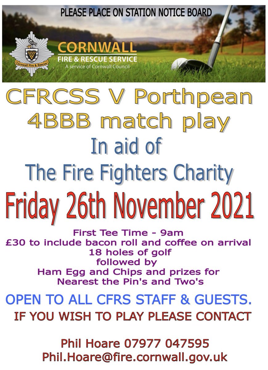 GolfCfrs's tweet photo. Here’s one for your diaries! Always a fun competition with fantastic company and all proceeds going to @firefighters999 - £30 for all of this whilst supporting a wonderful charity - what’s not to like! Get in touch with @Phoare538Phil if you’re up for it! ⛳️🏌️💚 https://t.co/QZckPKg078