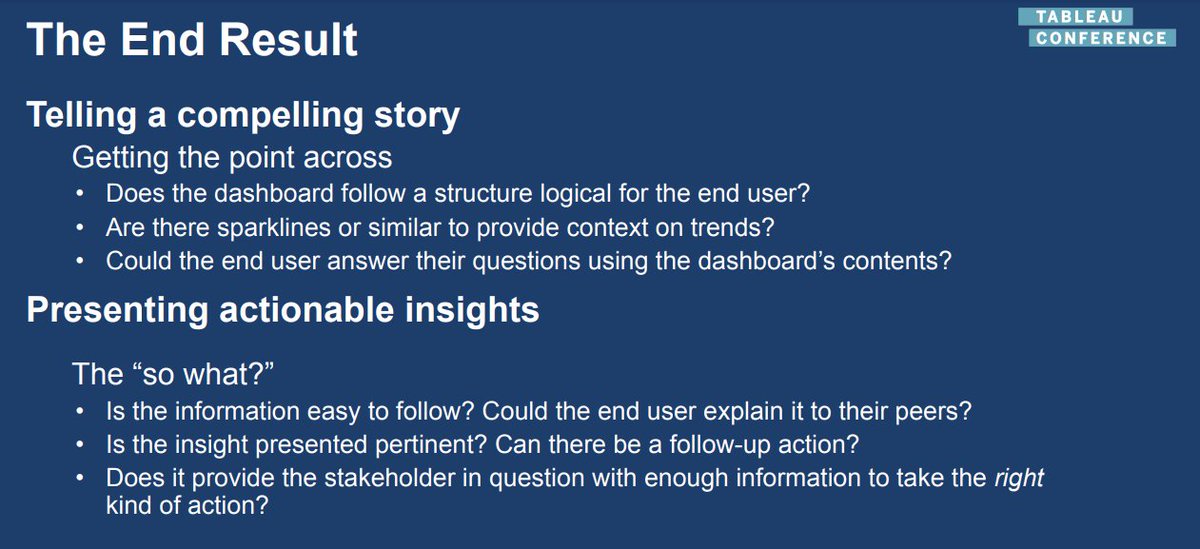 #tableauconference 
Know Your Audience: Designing #Dashboards with the End User in Mind'
useful tips for data analysts and #Tableau developers! I really enjoyed the presentation #Data21