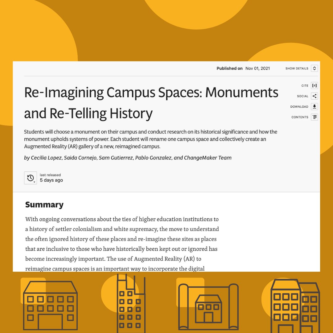 StudiesEthnic's tweet photo. Integrate augmented reality into your curriculum! "Re-imagining Campus Spaces" &amp; "Decolonizing Your Diet: Creating an Augmented Reality Cookbook" by Cecilia Lopez, Saida Cornejo, Sam Gutierrez, Pablo Gonzalez, &amp; Changemaker Team. View here: https://t.co/mtAtIVYn1I https://t.co/fJZKXN19WB