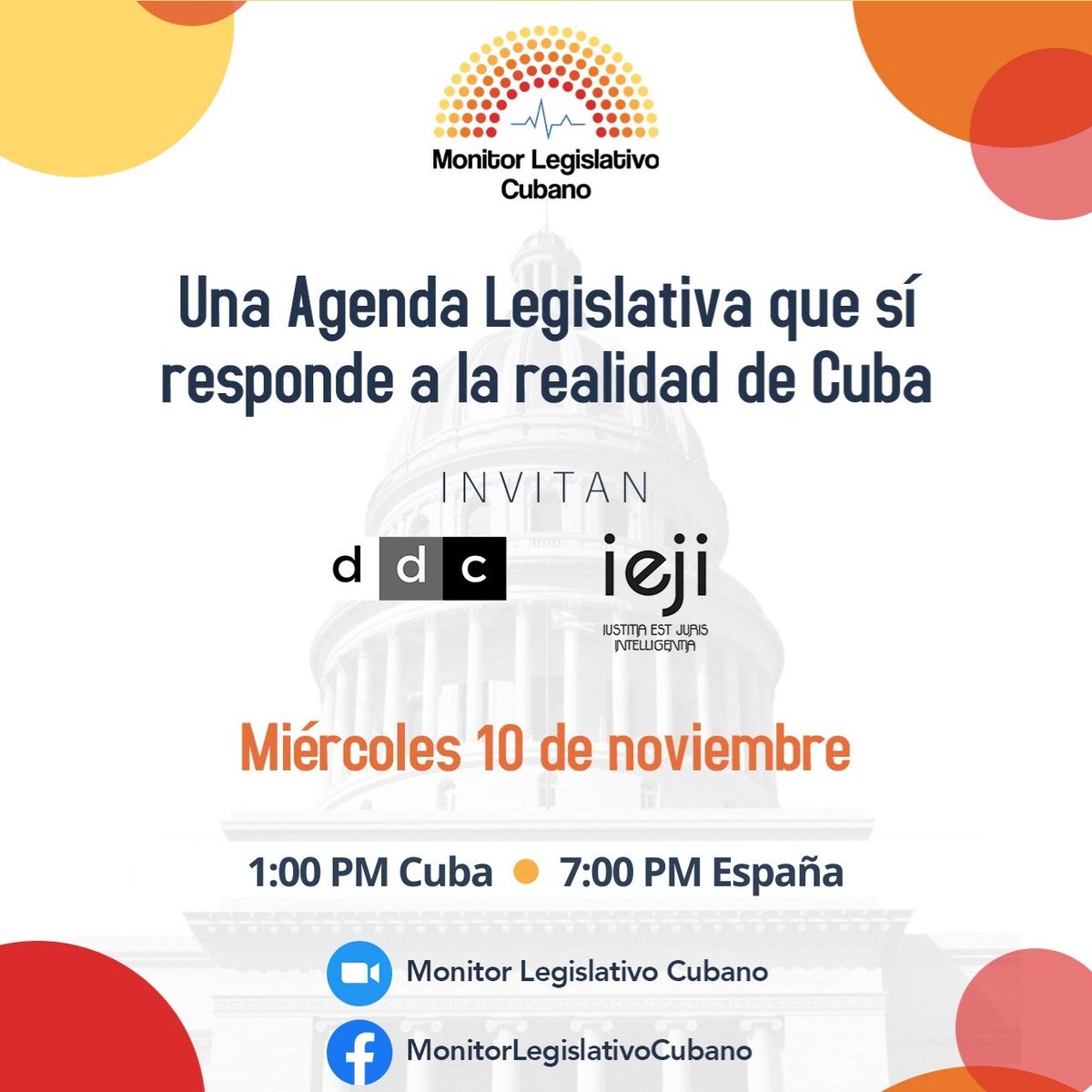 MLegislativoCU's tweet photo. #ATENCIÓN| Acompáñanos este miércoles #10Nov a hablar de "Una Agenda Legislativa que sí responde a la realidad de Cuba".

¡Te esperamos! 
Únete en el link 👇🏽
 https://t.co/iXM9Tqwh1D https://t.co/MerVqJJQkF