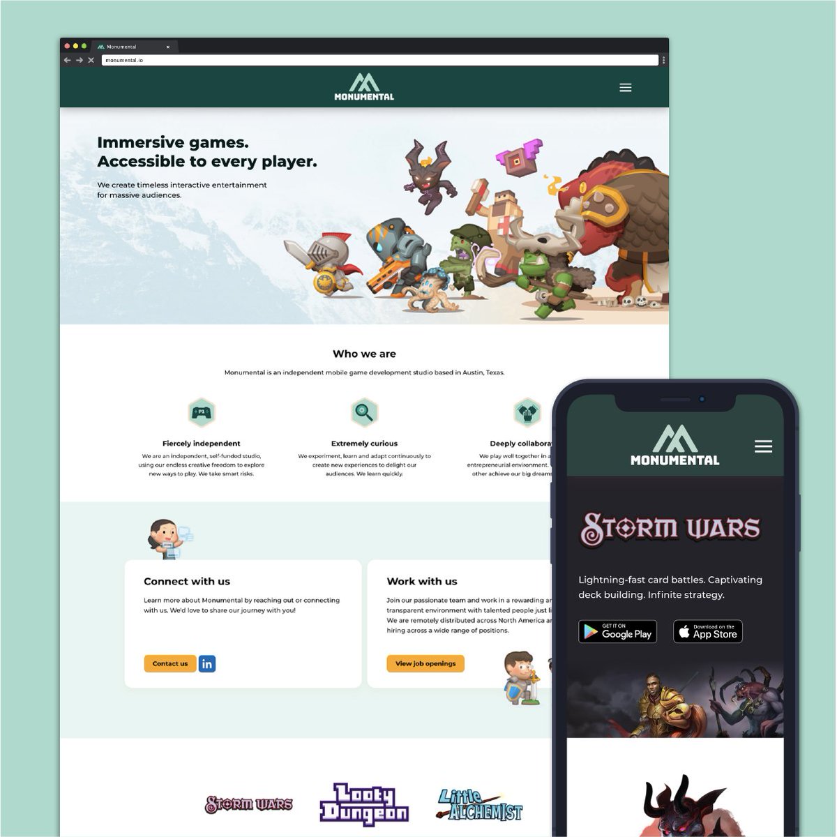3RCTeam's tweet photo. We're excited to share some work for one of our latest clients, Monumental, a local mobile game development company. We designed a contemporary logo, refreshed their website, and have more exciting projects coming soon! 
https://t.co/SjyCVxjSGD https://t.co/XCZvh92iY0