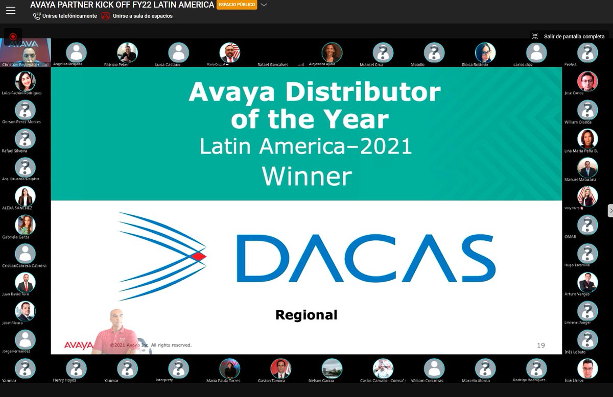 Red_In_Tech's tweet photo. Queremos felicitar a nuestros amigos de @dacasoficial por el premio otorgado por @Avaya_Latam que los distingue como "Distributor of the Year Latin America 2021".
#Avaya #Dacas #winner https://t.co/6qcV33D4Sz