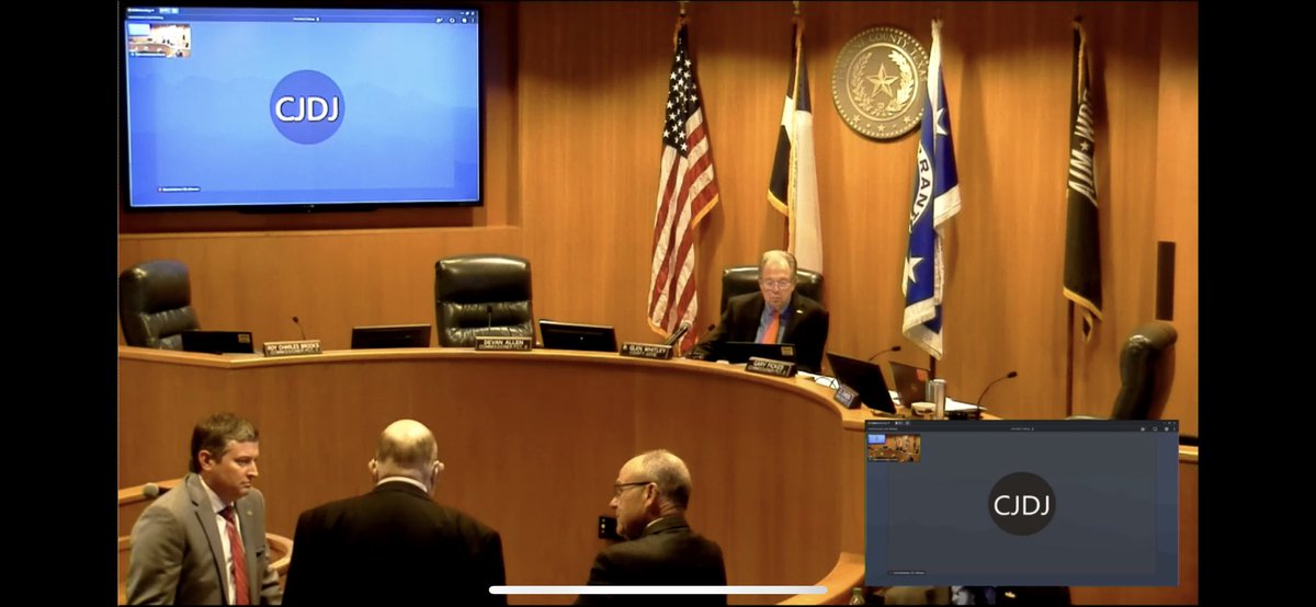 Some sort of quorum break at <a href="/TarrantCountyTX/">Tarrant County</a> commissioners court. Dems <a href="/CommDevanAllen/">Commissioner Devan Allen</a> and Brooks walked out over new JP/constable map released during the meeting with no public hearing or notice. Follow <a href="/abbschurch/">Abby Church⭐️</a> for an update