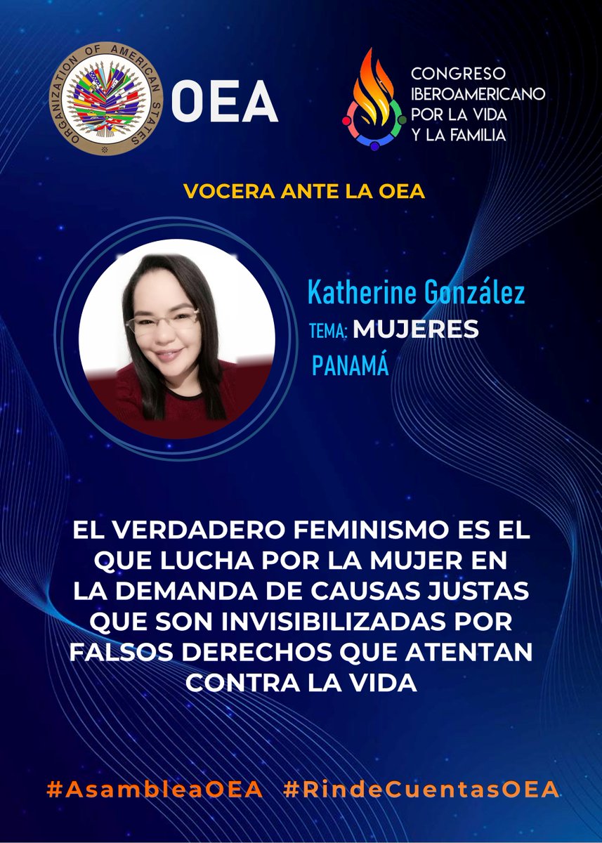 CongresoIberVF's tweet photo. Uno de nuestros vocero ante la @OEA_oficial, Katherine González de Panamá. @Almagro_OEA2015 @OEA_SocCivil  #AsambleaOEA https://t.co/smLTihUyhW