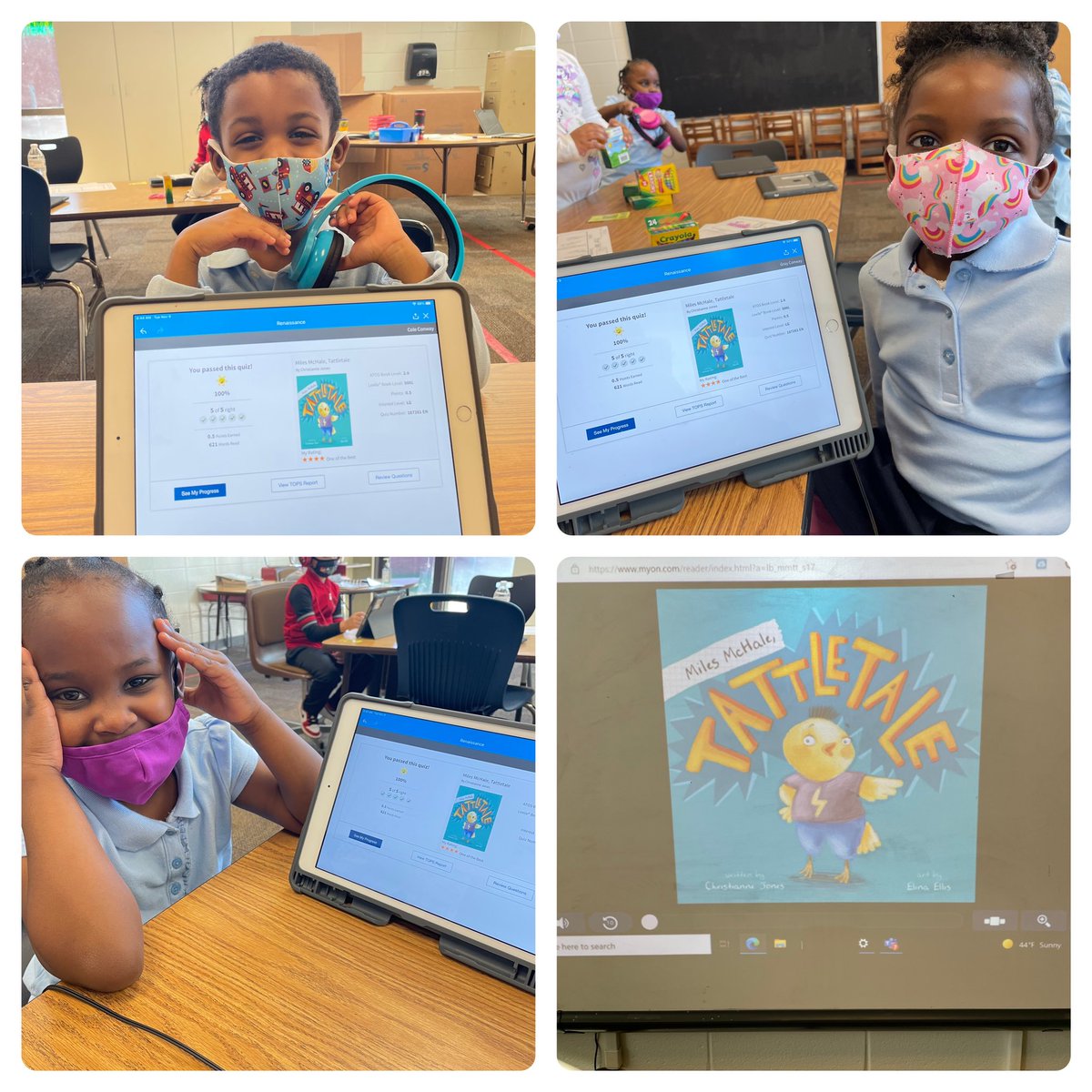 So proud of these kindergarten scholars for making a 100 on their AR test !