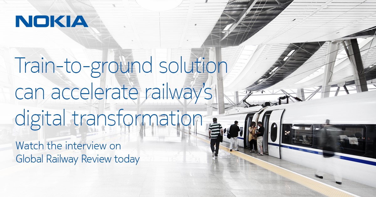 nokiaindustries's tweet photo. Tune in to this exciting interview to hear our Emanuele Di Liberto talk about train-to-ground communications for #rail networks and how the solutions available can accelerate digital #railtransformation. Watch the interview today. https://t.co/Q1jk138Aav @GlobalRailway https://t.co/XJOUrMx6Cs