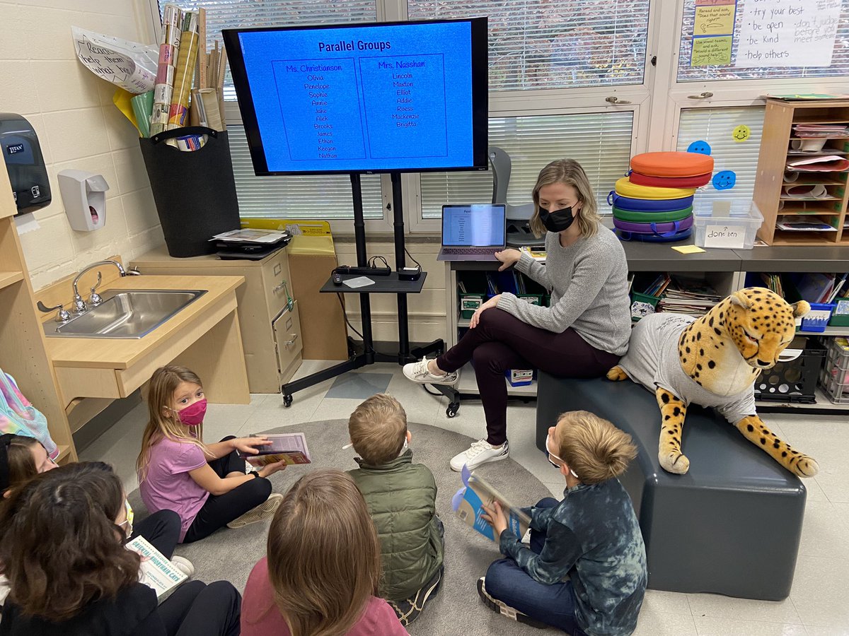Champ is visiting our classroom this week.  He joined our writing and reading mini lessons.
