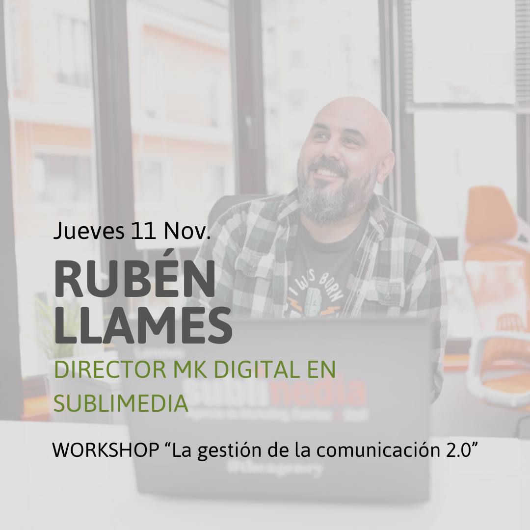 Desvelamos el nombre del siguiente ponente del #MasterSMAsturias
Se trata de RUBÉN LLAMES <a href="/rubenllames/">Rubén Llames</a> 
   👉 Director de Mk Digital en <a href="/sublimediagency/">Sublimedia Marketing, Eventos & Staff</a> 

Se encargará de darnos nuestro primer #WORKSHOP
"La gestión de la Comunicación 2.0"

#Alumnos11 #MktDigital