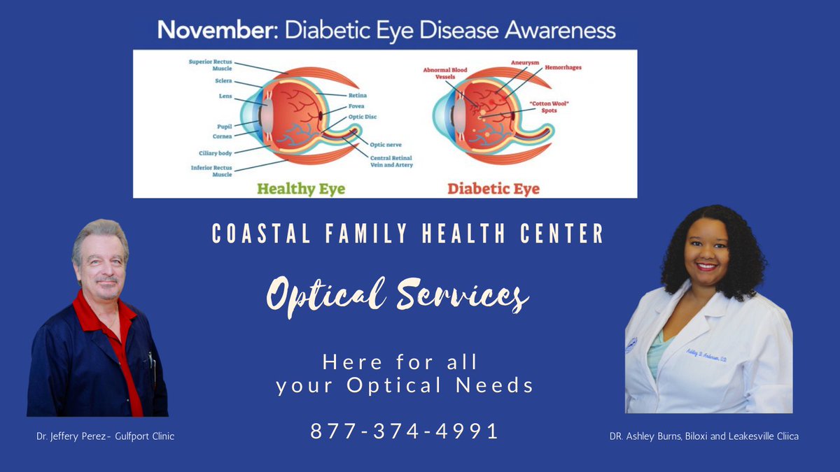 The health of your eye is important to Coastal Family Health Center. Make an appointment today by calling 877-374-4991.