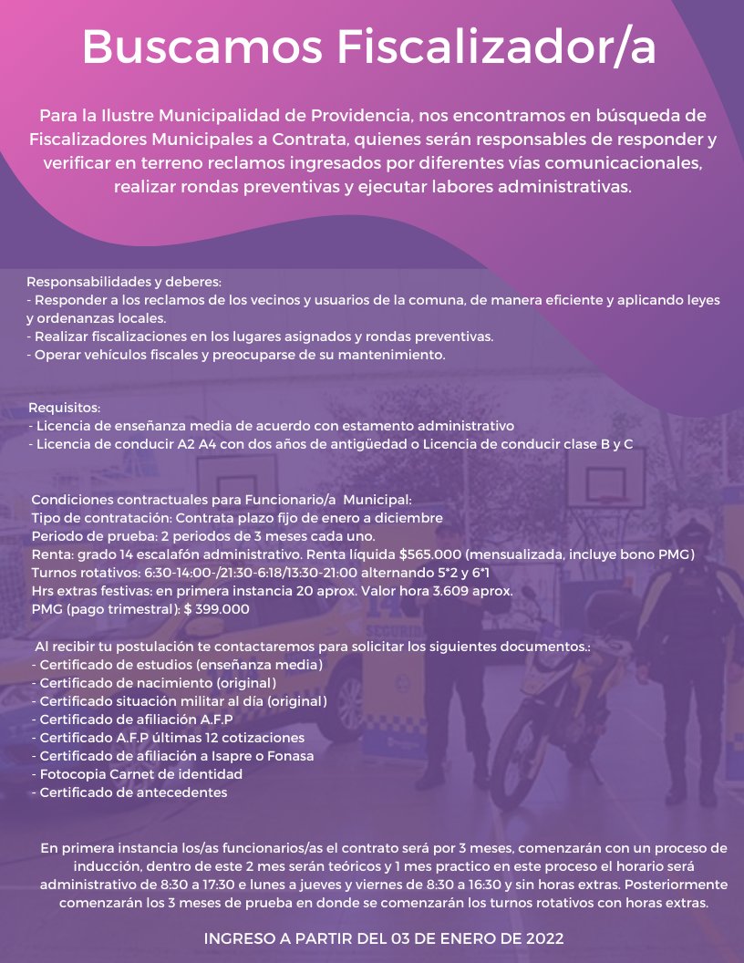 Assertive_CG's tweet image. 🕵 Te estamos buscando:

👉👉👉Estamos buscando 15 fiscalizadores/as para la Ilustre Municipalidad de Providencia.

Envíanos tú CV a seleccion@assertive.cl indicando en asunto Fiscalizador/a