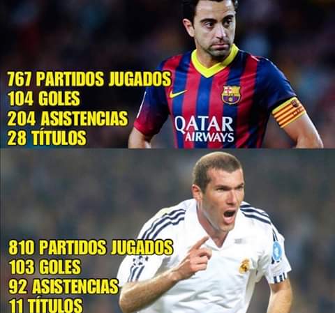 Quien fue mejor jugador ?
❤ Xavi 
🔃 Zidane